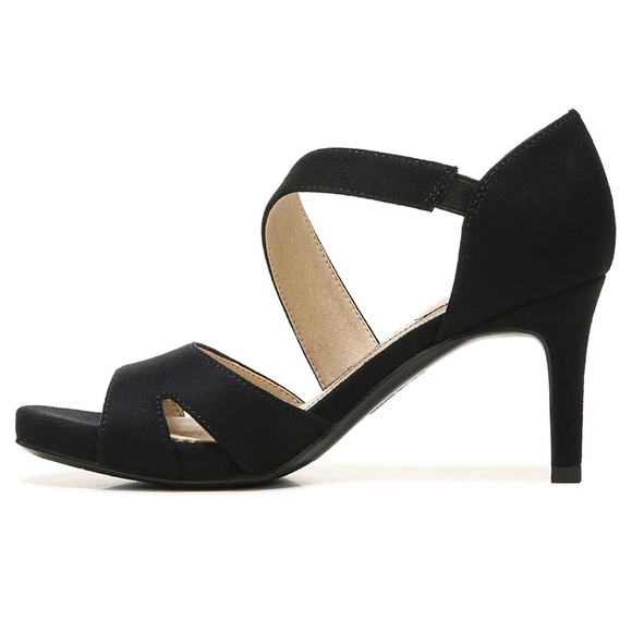 New Life Stride Mega Open Toe Dress Sandal Black Suede 6.5 - Picture 2 of 6